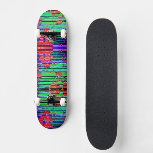 Neon Glitch Stripe Skateboard (Voorkant)