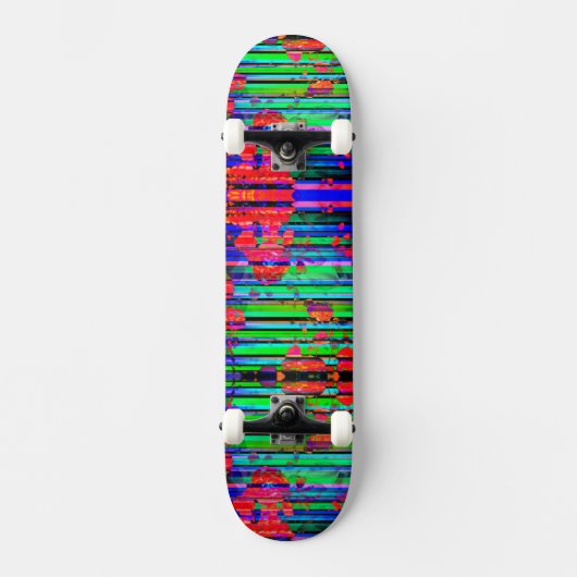 Neon Glitch Stripe Skateboard (Voorkant)