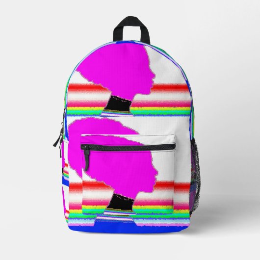Neon Glitch – Striped Art Backpack Bedrukte Rugzak (Voorkant)