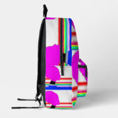 Neon Glitch – Striped Art Backpack Bedrukte Rugzak (Links)