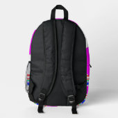 Neon Glitch – Striped Art Backpack Bedrukte Rugzak (Achterkant)