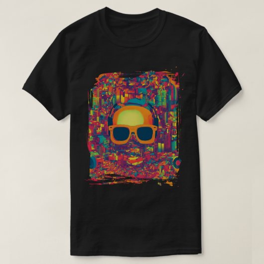 "Neon Glitch Vibes" Abstract Art T-Shirt –  (Design voorkant)