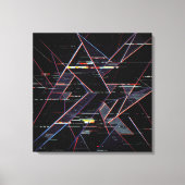 Neon Glitchcore Geometrische Vormen op Zwart Canvas Afdruk (Voorkant)
