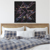 Neon Glitchcore Geometrische Vormen op Zwart Canvas Afdruk (Insitu (Slaapkamer))