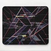 Neon Glitchcore Geometrische Vormen op Zwart Muismat (Voorkant)
