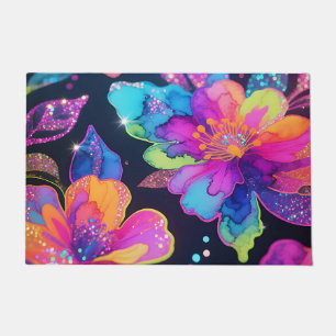 Neon Glitter Bloemmotief Deurmat