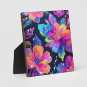Neon Glitter Bloemmotief Fotoplaat (Voorkant)