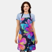 Neon Glitter Bloemmotief Schort (Gedragen)