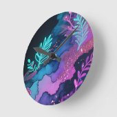 Neon Glitter Botanische Abstracte Ronde Klok (Hoek)