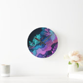 Neon Glitter Botanische Abstracte Ronde Klok (Huis)
