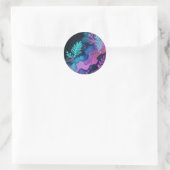 Neon Glitter Botanische Abstracte Ronde Sticker (Tas)