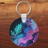 Neon Glitter Botanische Abstracte Sleutelhanger (Achterkant)