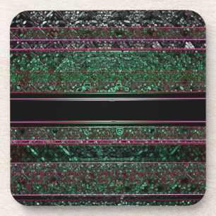 Neon Glitter Green Black Paars Striped Design Drankjes Onderzetter