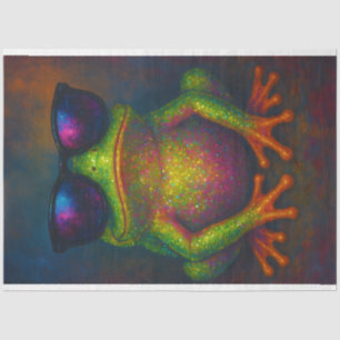 Neon Glitter Kikker in tinten – Decoupage Papier  