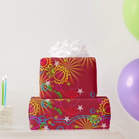 Neon, gloed in de Donker, Starburst, Swirls, party Cadeaupapier (Feestgeschenken)
