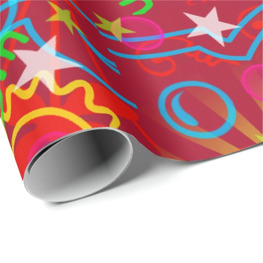 Neon, gloed in de Donker, Starburst, Swirls, party Cadeaupapier (Rol Hoek)