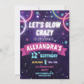 Neon gloed in de donkere gloed verjaardagsmeisjesf kaart (Voorkant)