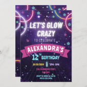 Neon gloed in de donkere gloed verjaardagsmeisjesf kaart (Voorkant / Achterkant)