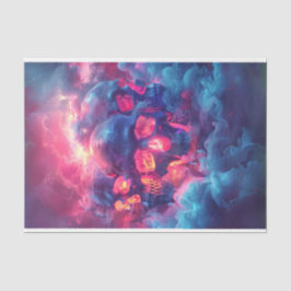 Neon gloed in donkere schedel decoupage tissuepapier