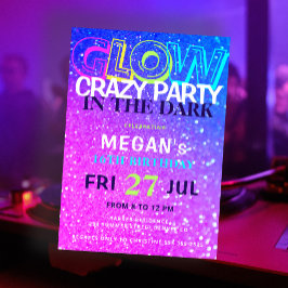 Neon gloed in het donker verjaardagsfeest uitnodig kaart