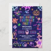 Neon gloed in het donkere Halloween verjaardagsfee Kaart (Voorkant)