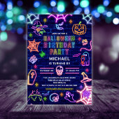 Neon gloed in het donkere Halloween verjaardagsfee Kaart