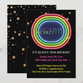 Neon gloed in het donkere verjaardagsfeest | Kinde Kaart (Voorkant / Achterkant)