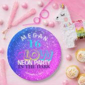 Neon gloed modern Sweet 16 verjaardagsfeest Papieren Bordje (Feest)