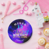 Neon gloed moderne tiener 13e verjaardag partij pa papieren bordje (Feest)