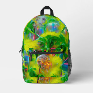 Neon gloed paardenbloemen in Dream Garden Bedrukte Rugzak
