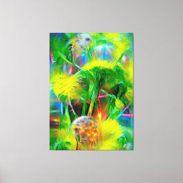 Neon gloed paardenbloemen in Dream Garden Canvas Afdruk