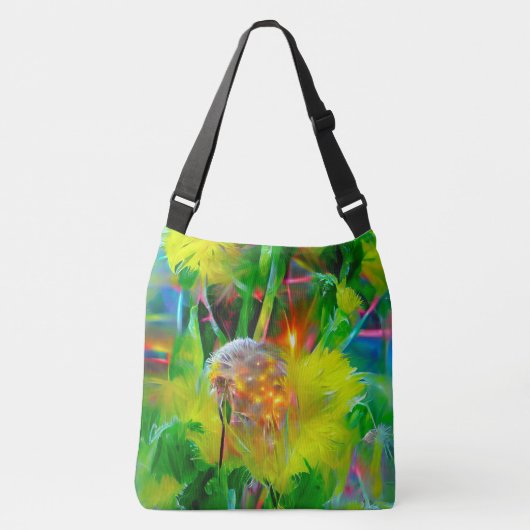 Neon gloed paardenbloemen in Dream Garden Crossbody Tas (Voorkant)