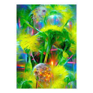Neon gloed paardenbloemen in Dream Garden Foto Afdruk