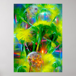 Neon gloed paardenbloemen in Dream Garden Poster