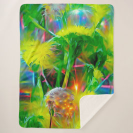 Neon gloed paardenbloemen in Dream Garden Sherpa Deken