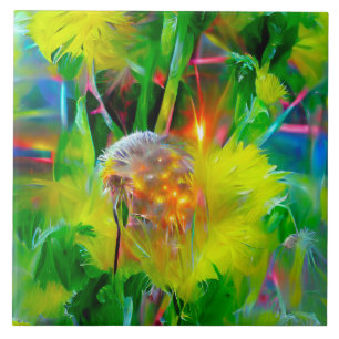 Neon gloed paardenbloemen in Dream Garden Tegeltje