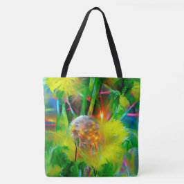 Neon gloed paardenbloemen in Dream Garden Tote Bag
