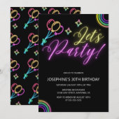 Neon Gloed Regenboog Ballon Verjaardag Kaart (Voorkant / Achterkant)