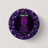 Neon Gloed Retro Arcade Gamen 8e Verjaardag Ronde Button 3,2 Cm (Voorkant)
