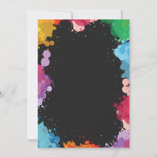 Neon gloed schilderij verjaardag uitnodiging (Achterkant)