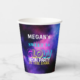 Neon gloed Sweet 16 verjaardagsfeestje Papieren Bekers