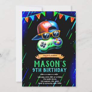 Neon gloed Tiener verjaardagsfeest uitnodiging