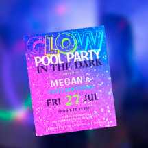 Neon gloed tieners budget verjaardagsfeest uitnodi