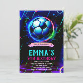 Neon gloed Voetbal Uitnodiging (Staand voorkant)