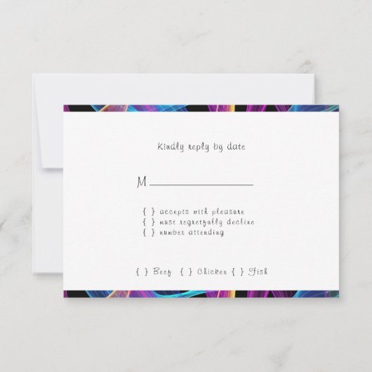 Neon Gloei, Golvende Lintjes RSVP Kaartje (Achterkant)