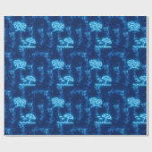 Neon gloeiend blauw water palmbomen strand zwembad cadeaupapier (Vlak)