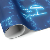 Neon gloeiend blauw water palmbomen strand zwembad cadeaupapier (Rol Hoek)