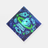 Neon gloeiende blauwe buiten ruimte astronaut rake servet (Hoek)