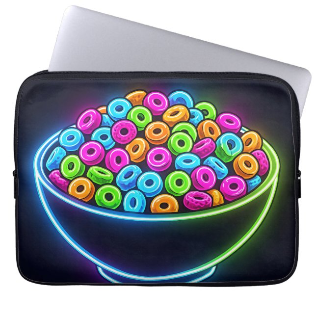 Neon Gloeiende Cereal Bowl Laptop Sleeve (Voorkant)