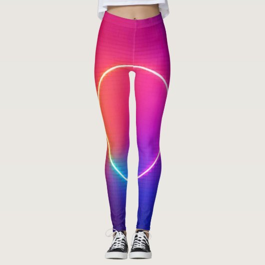 Neon Gloeiende Cirkel Abstracte Kunst Leggings (Voorkant)